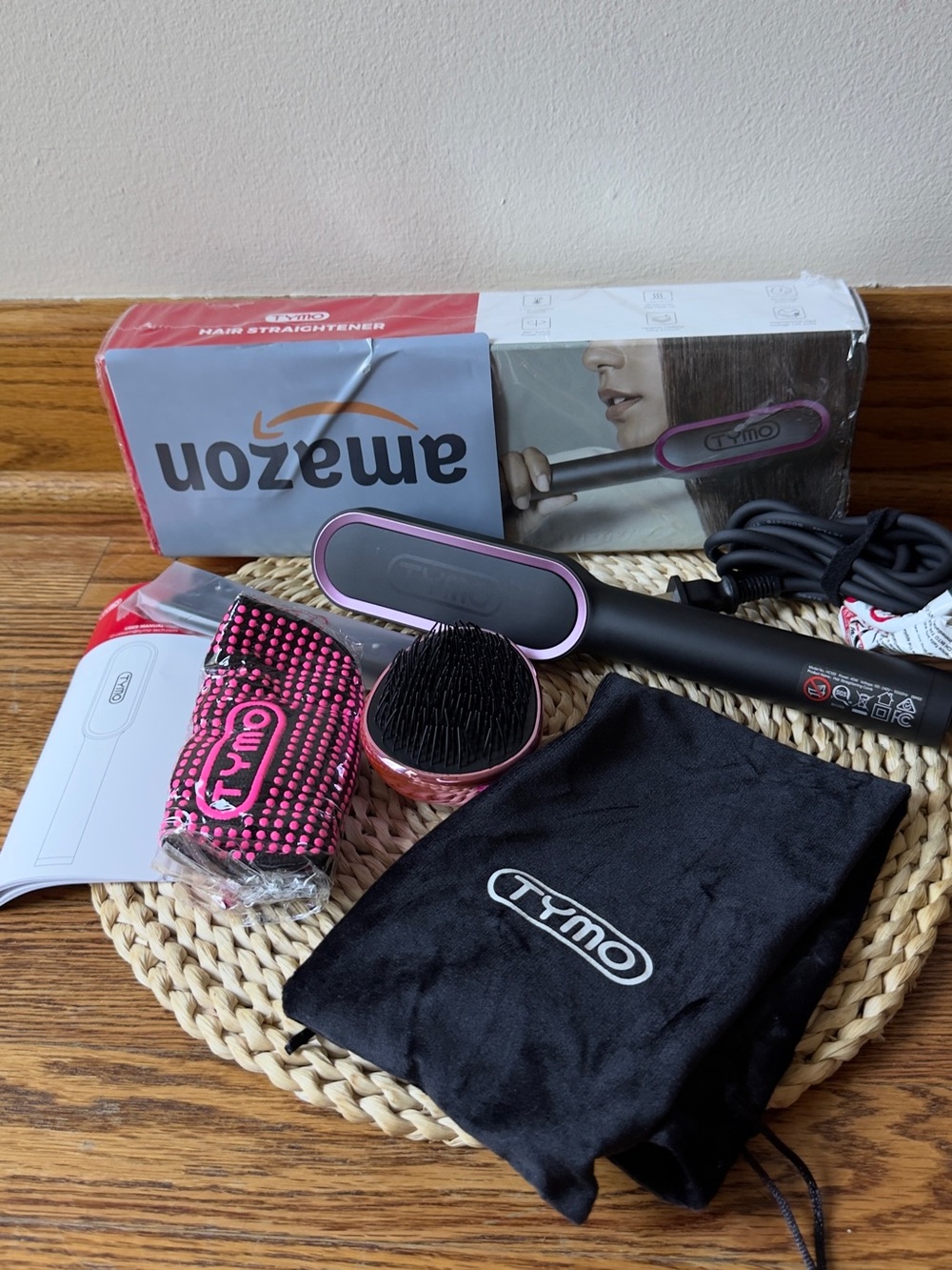 Tymo Pink Electric Hair Straightening Brush – Smooth Styling